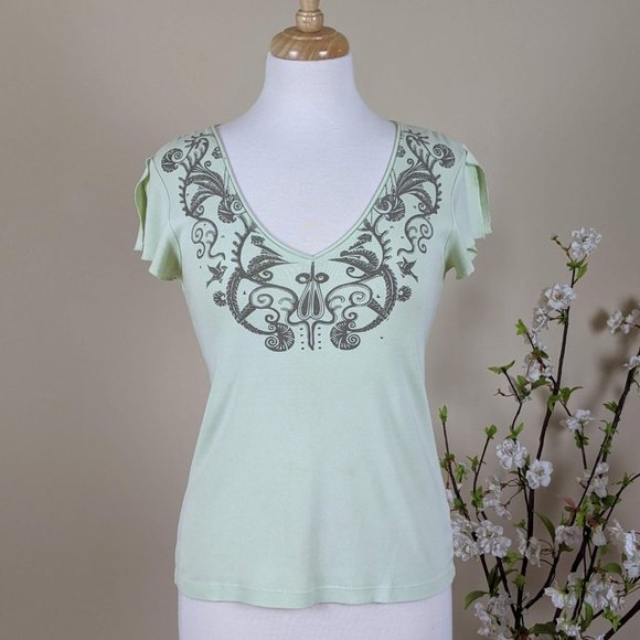 Esprit Light Mint V-Neck Blouse - Picture 5 of 12